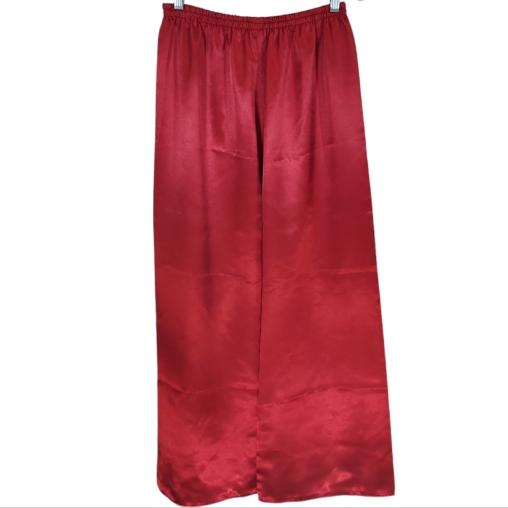 RED M SATIN WIDE LEGG SLEEP PANTS